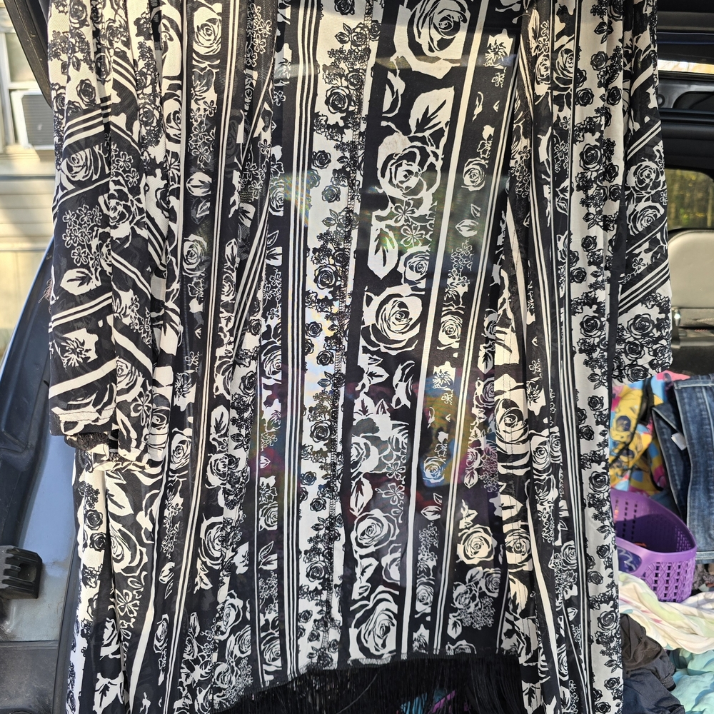 Floral Black and White Women's Top